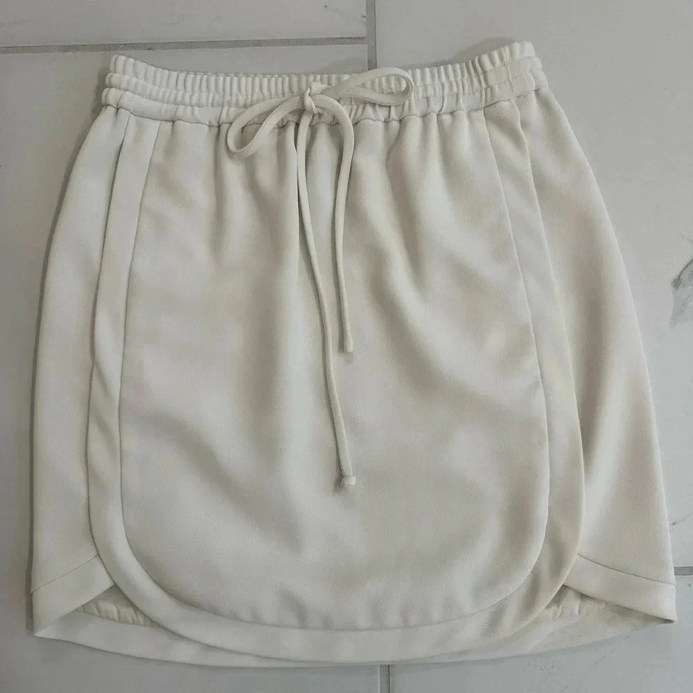 J.Crew Womens Drapey Double Twill Skirt 00 Ivory Mini Drawstring Pockets